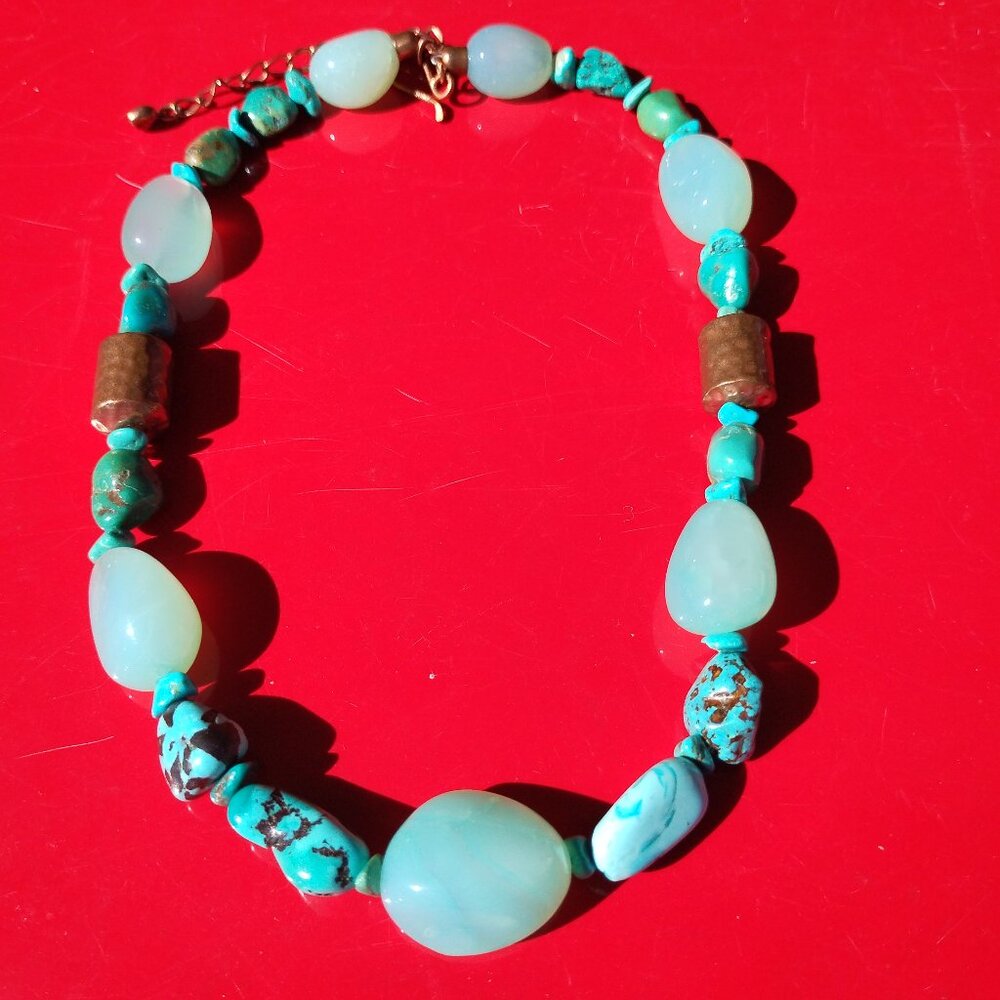 Jay King DTR mine finds Turquoise Gemstone Copper necklace stunning - Picture 3 of 14